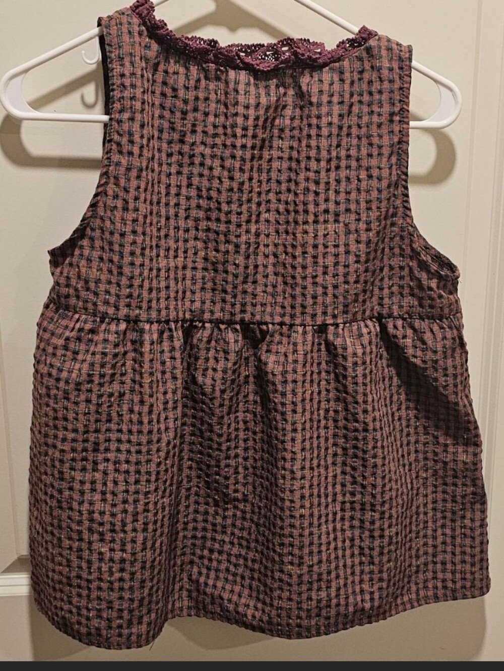 SHEIN Plaid Ruffle Button-Front Tank - Picture 2 of 3
